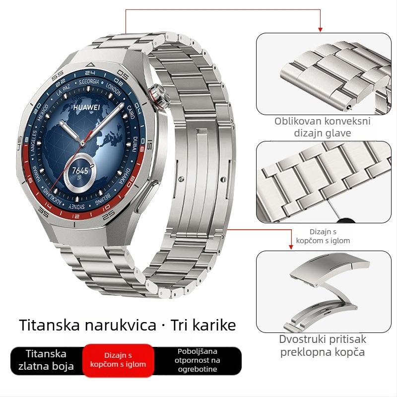 Pogodno za Huawei Gt5/Pro sat, remen od titana, legura čistog titana, Gt4/Watch5/4/6, poslovni stil, remen za sat