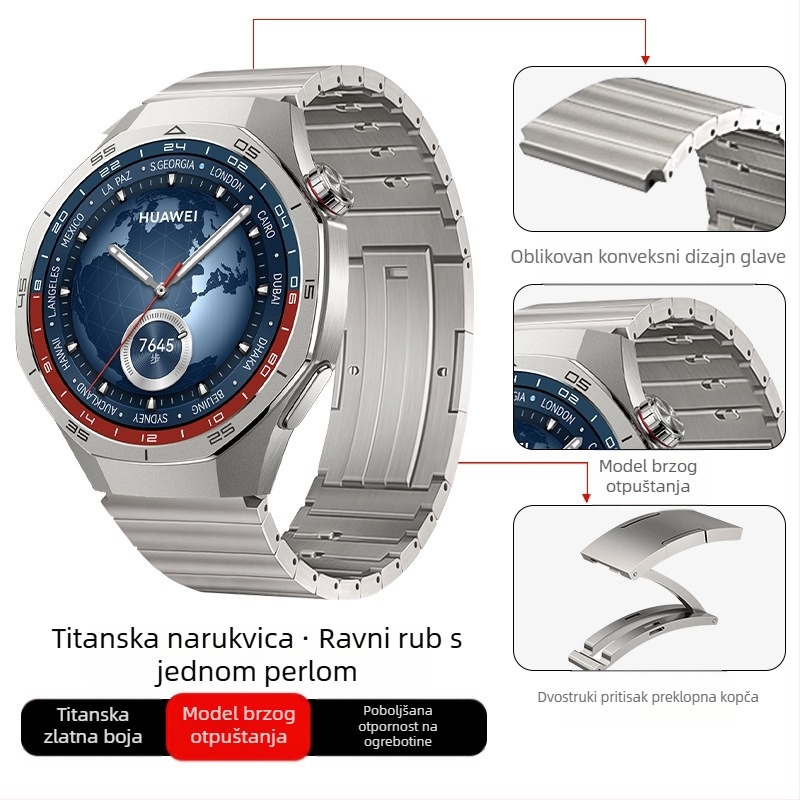 Pogodno za Huawei Gt5/Pro sat, remen od titana, legura čistog titana, Gt4/Watch5/4/6, poslovni stil, remen za sat