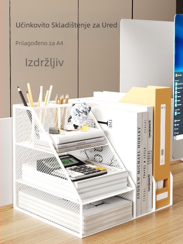 Stalak za knjige, stolni stalak za datoteke, metalni stalak za pohranu, kutija za organizaciju podataka, višeslojni stalak za mape za datoteke