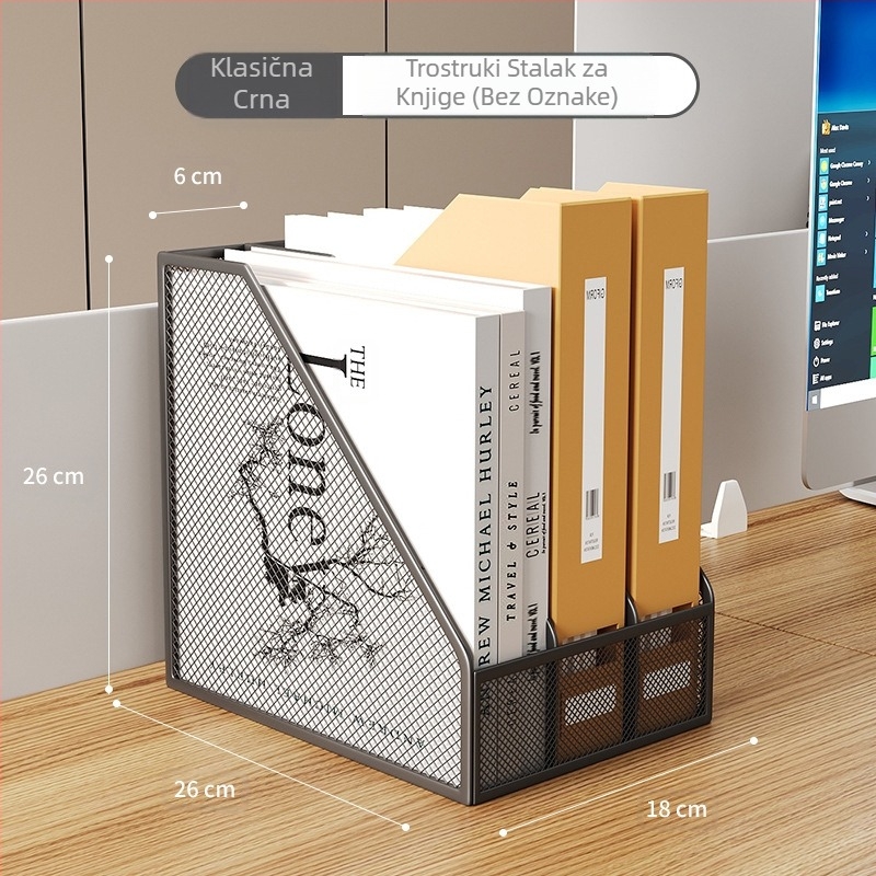 Stalak za knjige, stolni stalak za datoteke, metalni stalak za pohranu, kutija za organizaciju podataka, višeslojni stalak za mape za datoteke
