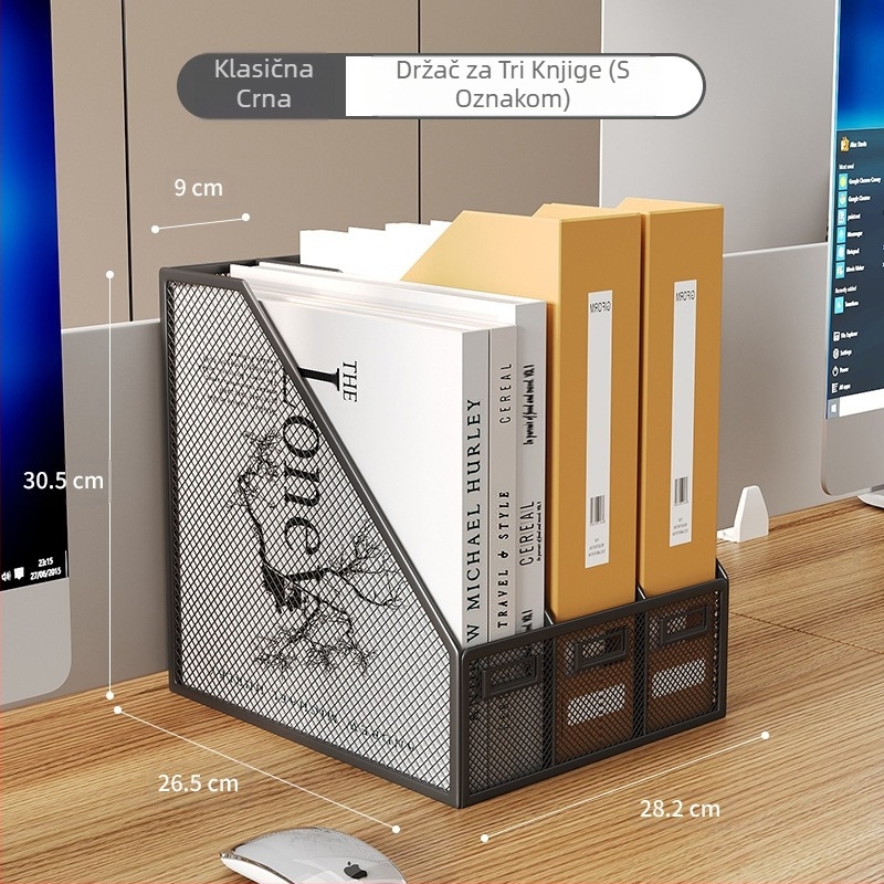 Stalak za knjige, stolni stalak za datoteke, metalni stalak za pohranu, kutija za organizaciju podataka, višeslojni stalak za mape za datoteke