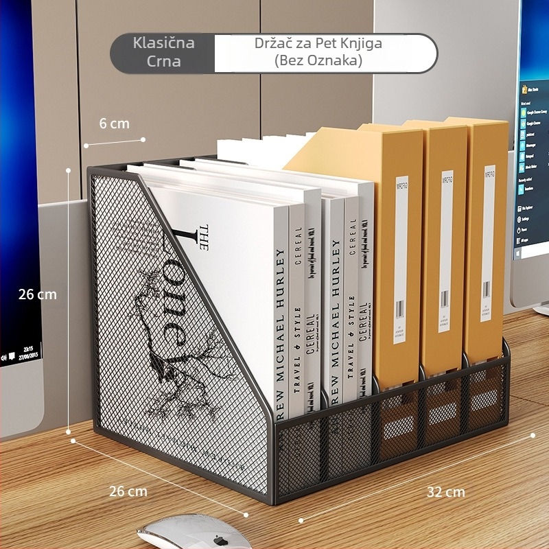 Stalak za knjige, stolni stalak za datoteke, metalni stalak za pohranu, kutija za organizaciju podataka, višeslojni stalak za mape za datoteke