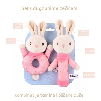 Gbee Nova boja pletene platnene ručne zvečke za bebe, umirujuća igračka, životinjski štapić za ruke, plišana igračka za djecu od 0-1 godine