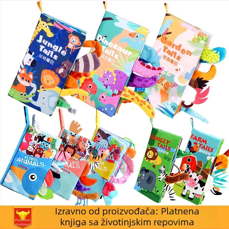 Prekogranična dječja platnena knjiga s repom, edukativna igračka, knjiga koja se ne može poderati, dječja platnena knjiga s prstenom, papirna knjiga za prosvjetljenje, igračke za rano obrazovanje