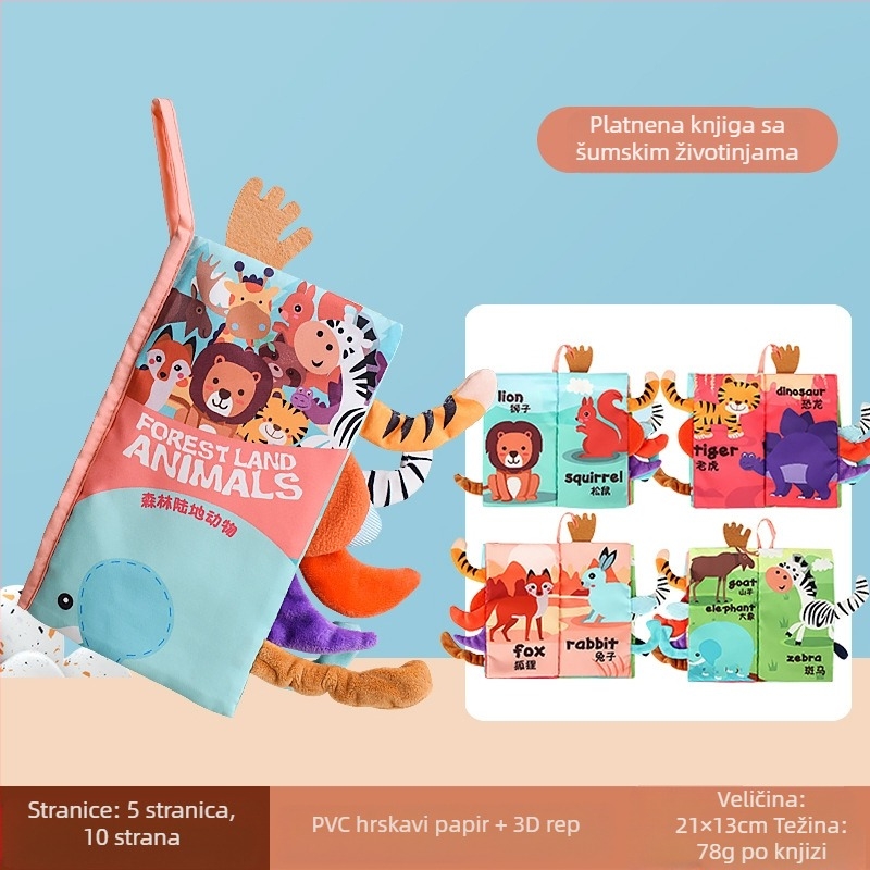 Prekogranična dječja platnena knjiga s repom, edukativna igračka, knjiga koja se ne može poderati, dječja platnena knjiga s prstenom, papirna knjiga za prosvjetljenje, igračke za rano obrazovanje