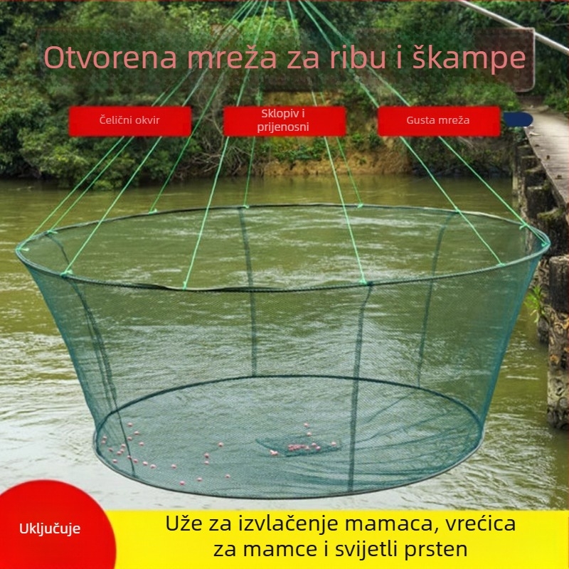 Kavez za ribolov, kavez za škampe, mreža za ribu, otvorena sklopiva mreža za podizanje, pokretna mreža, mreža za ribolov, mreža za jastoge, mreža za hvatanje ribe, Zheng ručno bacanje mreže