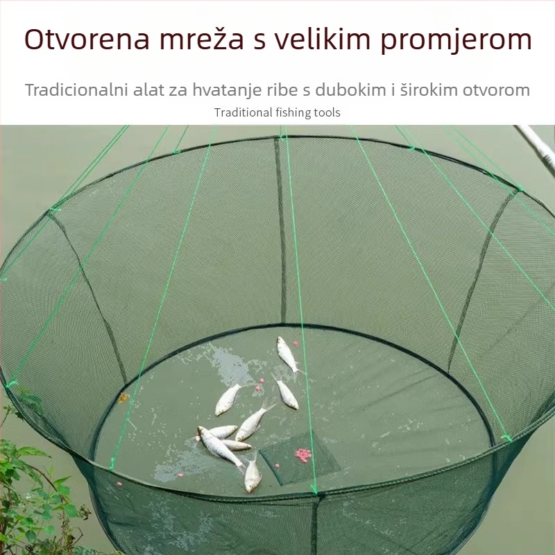 Kavez za ribolov, kavez za škampe, mreža za ribu, otvorena sklopiva mreža za podizanje, pokretna mreža, mreža za ribolov, mreža za jastoge, mreža za hvatanje ribe, Zheng ručno bacanje mreže