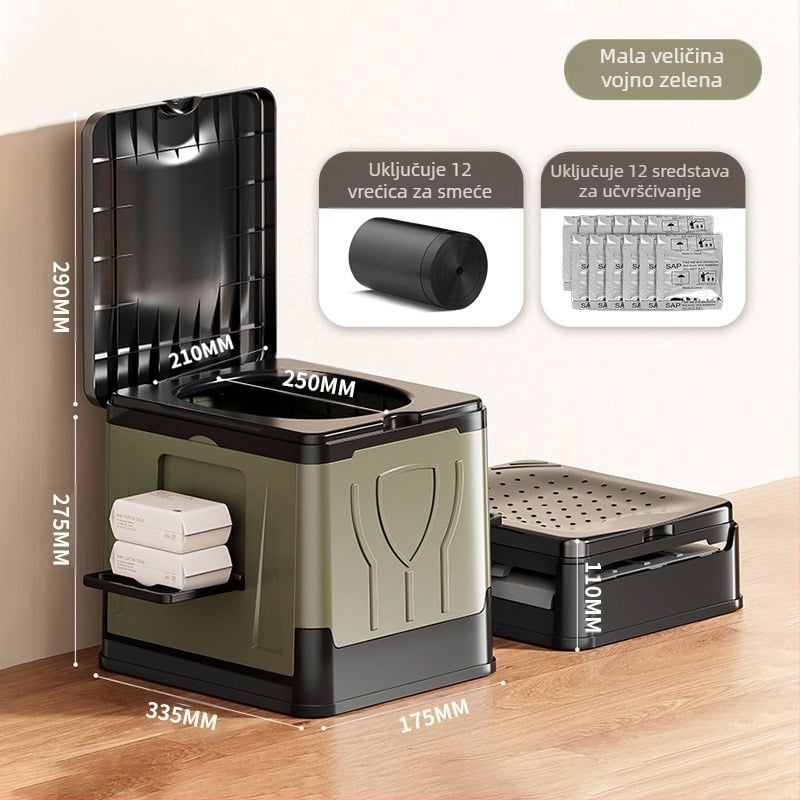 Sklopivi toalet za automobil, prijenosni, za odrasle, samovozeći, za kampiranje na otvorenom, za hitne slučajeve, za uklanjanje dlaka, mobilni toalet