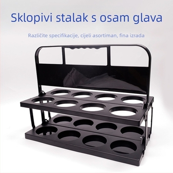 Sklopivi stalak za vino s osam rupa, osam glava, sklopivi stalak za pivo, prijenosni nosač za pića, sportski držač za boce s vodom