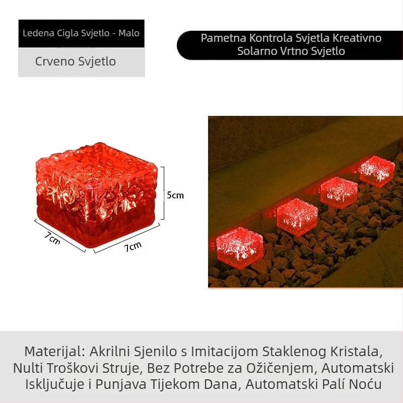 Solarna LED lampa od ledenih pločica, imitacija stakla, vanjska dvorišna podne pločice, vrtna pejzažna dekorativna podzemna lampa, kamperska lampa