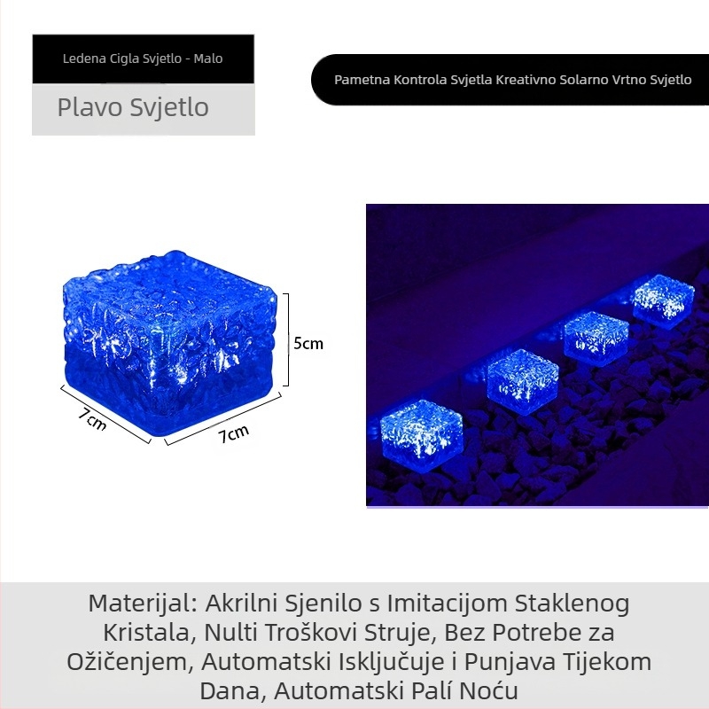 Solarna LED lampa od ledenih pločica, imitacija stakla, vanjska dvorišna podne pločice, vrtna pejzažna dekorativna podzemna lampa, kamperska lampa