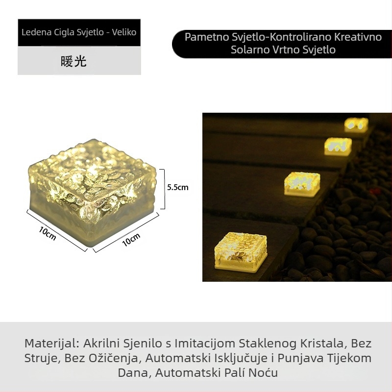 Solarna LED lampa od ledenih pločica, imitacija stakla, vanjska dvorišna podne pločice, vrtna pejzažna dekorativna podzemna lampa, kamperska lampa