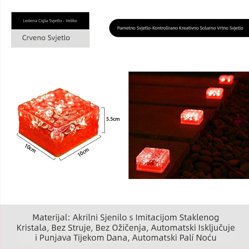 Solarna LED lampa od ledenih pločica, imitacija stakla, vanjska dvorišna podne pločice, vrtna pejzažna dekorativna podzemna lampa, kamperska lampa