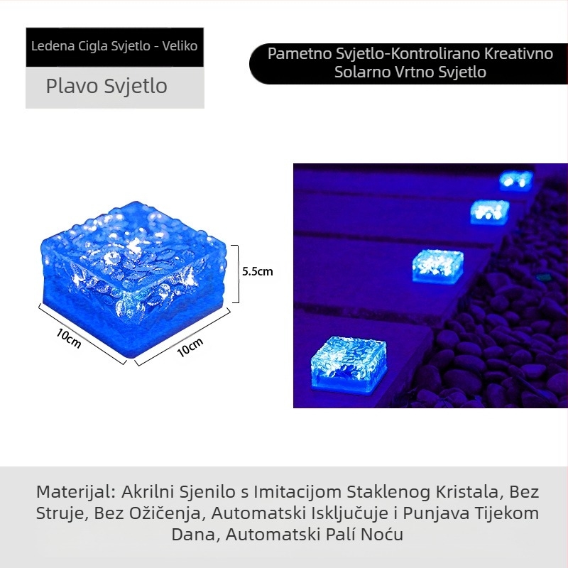 Solarna LED lampa od ledenih pločica, imitacija stakla, vanjska dvorišna podne pločice, vrtna pejzažna dekorativna podzemna lampa, kamperska lampa