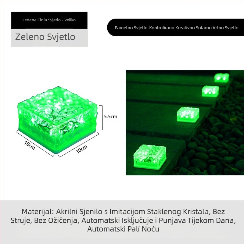 Solarna LED lampa od ledenih pločica, imitacija stakla, vanjska dvorišna podne pločice, vrtna pejzažna dekorativna podzemna lampa, kamperska lampa