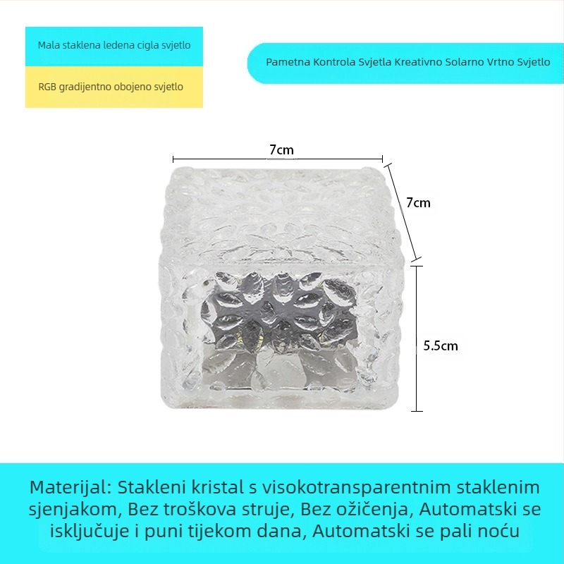 Solarna LED lampa od ledenih pločica, imitacija stakla, vanjska dvorišna podne pločice, vrtna pejzažna dekorativna podzemna lampa, kamperska lampa
