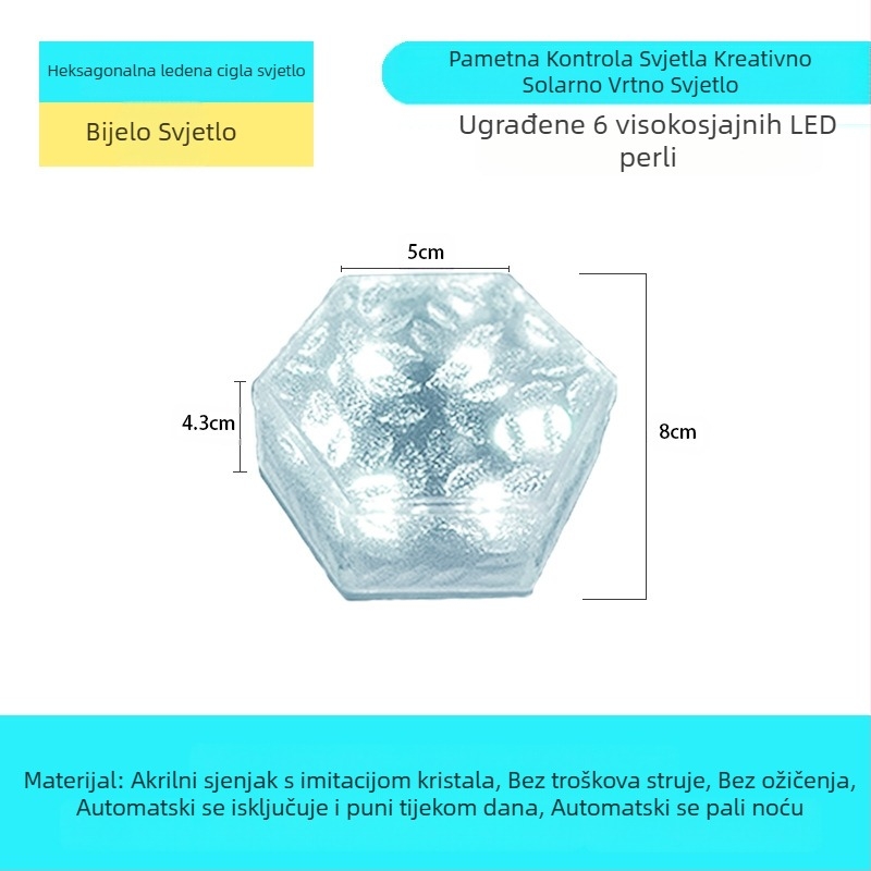 Solarna LED lampa od ledenih pločica, imitacija stakla, vanjska dvorišna podne pločice, vrtna pejzažna dekorativna podzemna lampa, kamperska lampa