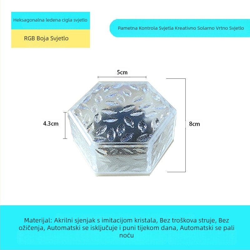 Solarna LED lampa od ledenih pločica, imitacija stakla, vanjska dvorišna podne pločice, vrtna pejzažna dekorativna podzemna lampa, kamperska lampa