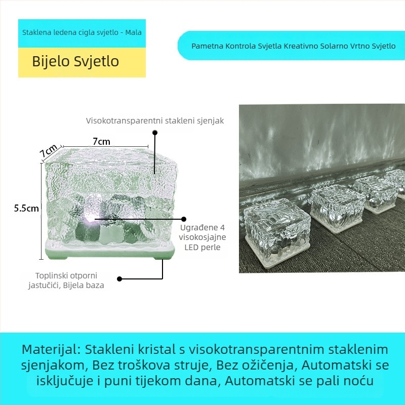 Solarna LED lampa od ledenih pločica, imitacija stakla, vanjska dvorišna podne pločice, vrtna pejzažna dekorativna podzemna lampa, kamperska lampa