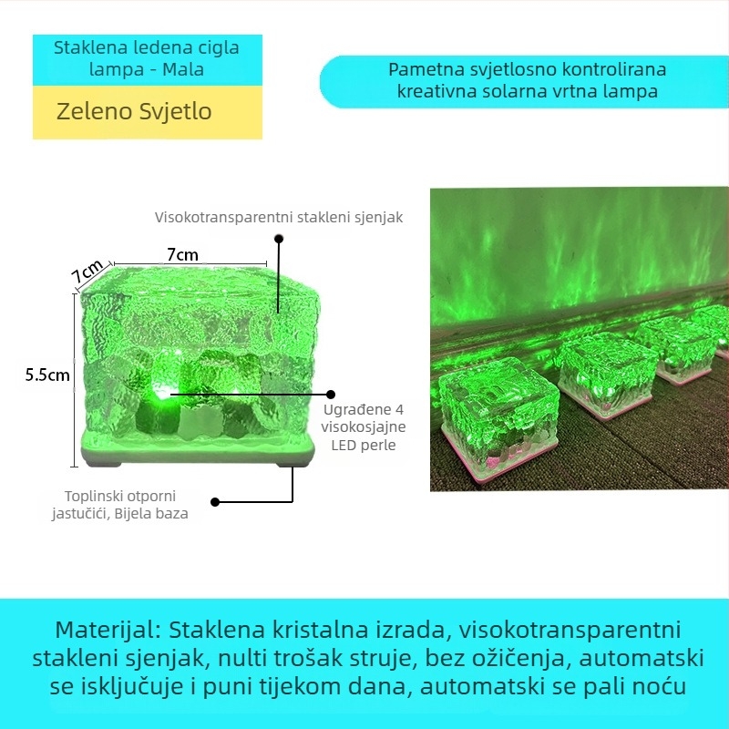 Solarna LED lampa od ledenih pločica, imitacija stakla, vanjska dvorišna podne pločice, vrtna pejzažna dekorativna podzemna lampa, kamperska lampa