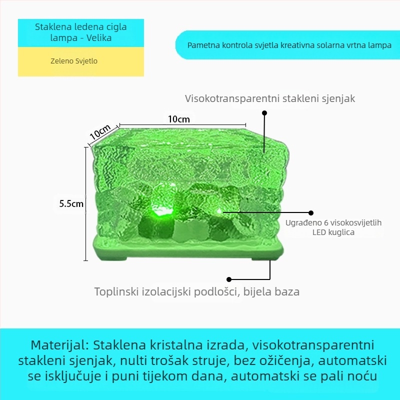 Solarna LED lampa od ledenih pločica, imitacija stakla, vanjska dvorišna podne pločice, vrtna pejzažna dekorativna podzemna lampa, kamperska lampa