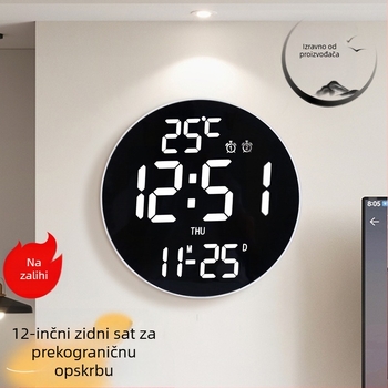 Prekogranični 12-inčni elektronički zidni sat digitalni kalendar dnevni boravak odgoda budilice student odbrojavanje kreativni okrugli sat