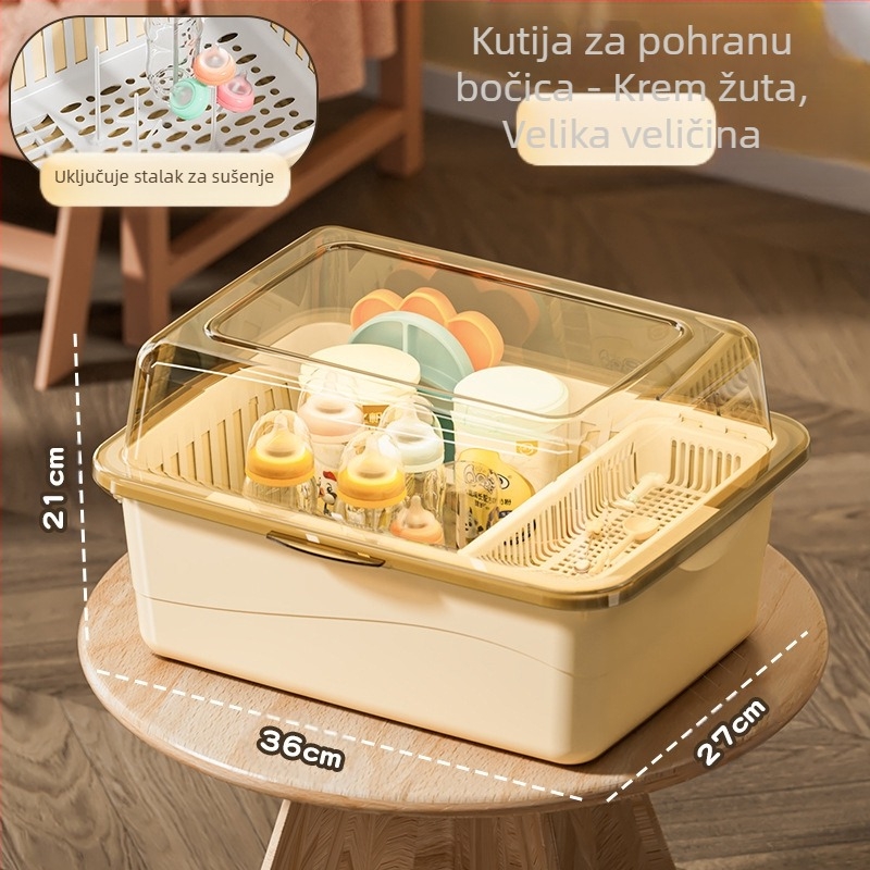 Kutija za pohranu dječjih bočica, Dječji pribor, Stalak za odvod otporan na prašinu s poklopcem, Dječji pribor za jelo, Igračke, Kutija za pohranu dodataka prehrani za novorođenčad