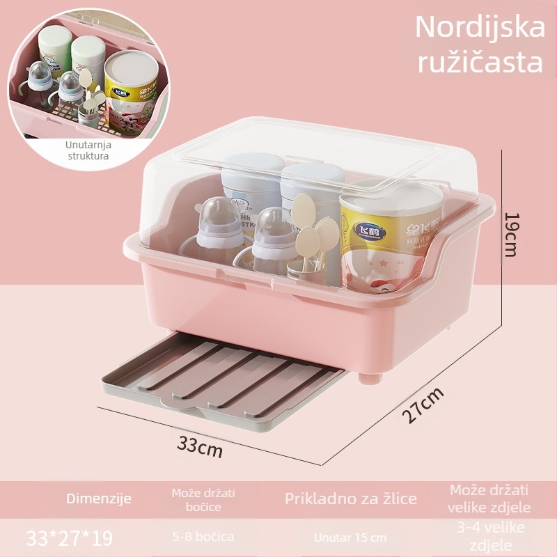 Kutija za pohranu dječjih bočica, Dječji pribor, Stalak za odvod otporan na prašinu s poklopcem, Dječji pribor za jelo, Igračke, Kutija za pohranu dodataka prehrani za novorođenčad