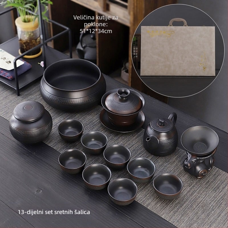 Ljubičasti lončarski kung fu čajni set odijelo retro kućanski jednostavni poklopac za čajnik zdjela čajni set pribor visoka boja vrijednost ručni poklon