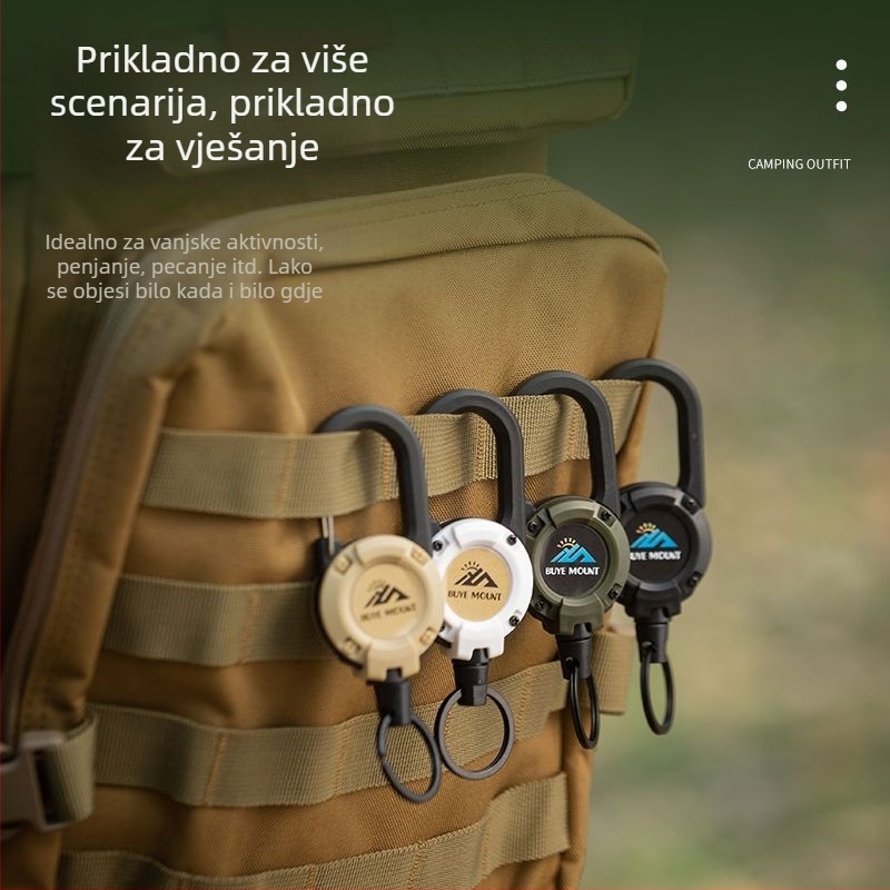 Vanjski kamping taktički uvlačivi kopčani čelični konopac višenamjenski privjesak za ključeve kampiranje odskočni konopac protiv gubitka uvlačivi