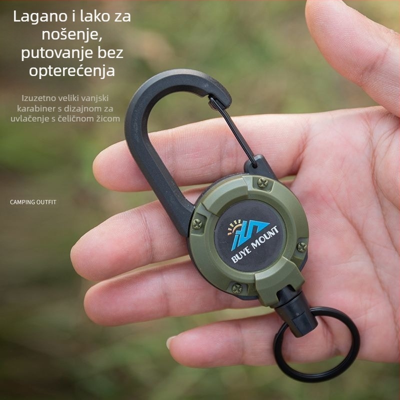 Vanjski kamping taktički uvlačivi kopčani čelični konopac višenamjenski privjesak za ključeve kampiranje odskočni konopac protiv gubitka uvlačivi