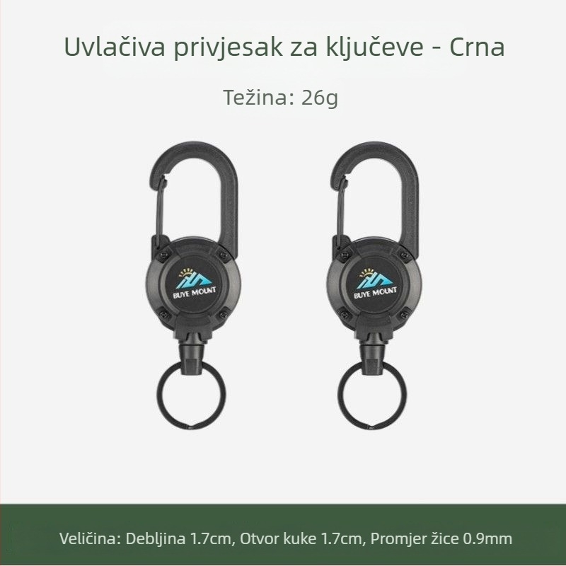Vanjski kamping taktički uvlačivi kopčani čelični konopac višenamjenski privjesak za ključeve kampiranje odskočni konopac protiv gubitka uvlačivi