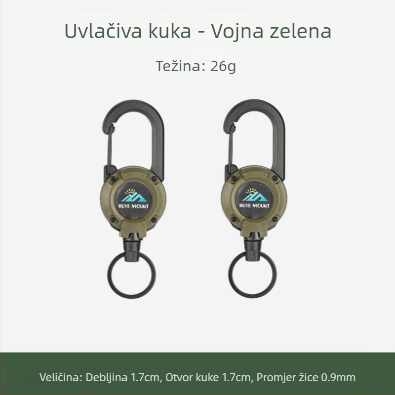 Vanjski kamping taktički uvlačivi kopčani čelični konopac višenamjenski privjesak za ključeve kampiranje odskočni konopac protiv gubitka uvlačivi