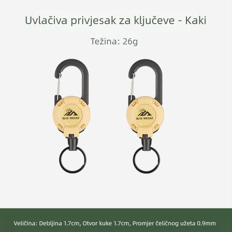Vanjski kamping taktički uvlačivi kopčani čelični konopac višenamjenski privjesak za ključeve kampiranje odskočni konopac protiv gubitka uvlačivi