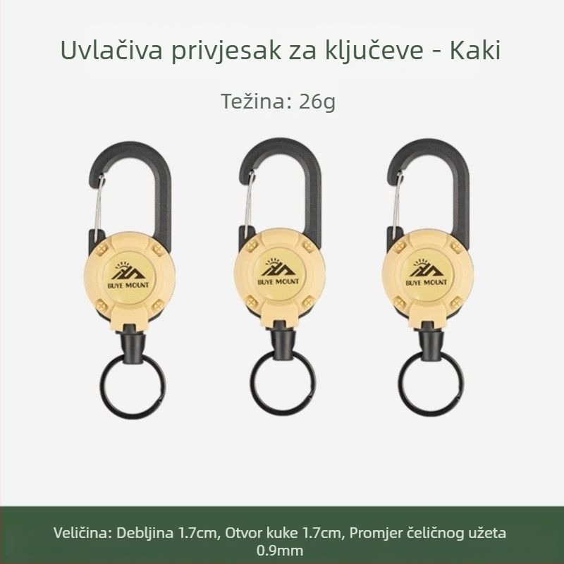 Vanjski kamping taktički uvlačivi kopčani čelični konopac višenamjenski privjesak za ključeve kampiranje odskočni konopac protiv gubitka uvlačivi