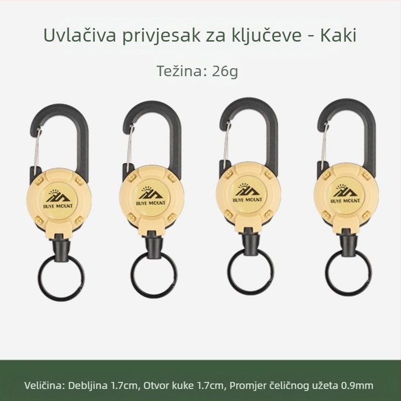 Vanjski kamping taktički uvlačivi kopčani čelični konopac višenamjenski privjesak za ključeve kampiranje odskočni konopac protiv gubitka uvlačivi