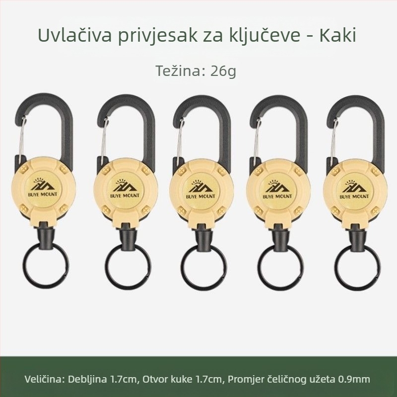 Vanjski kamping taktički uvlačivi kopčani čelični konopac višenamjenski privjesak za ključeve kampiranje odskočni konopac protiv gubitka uvlačivi