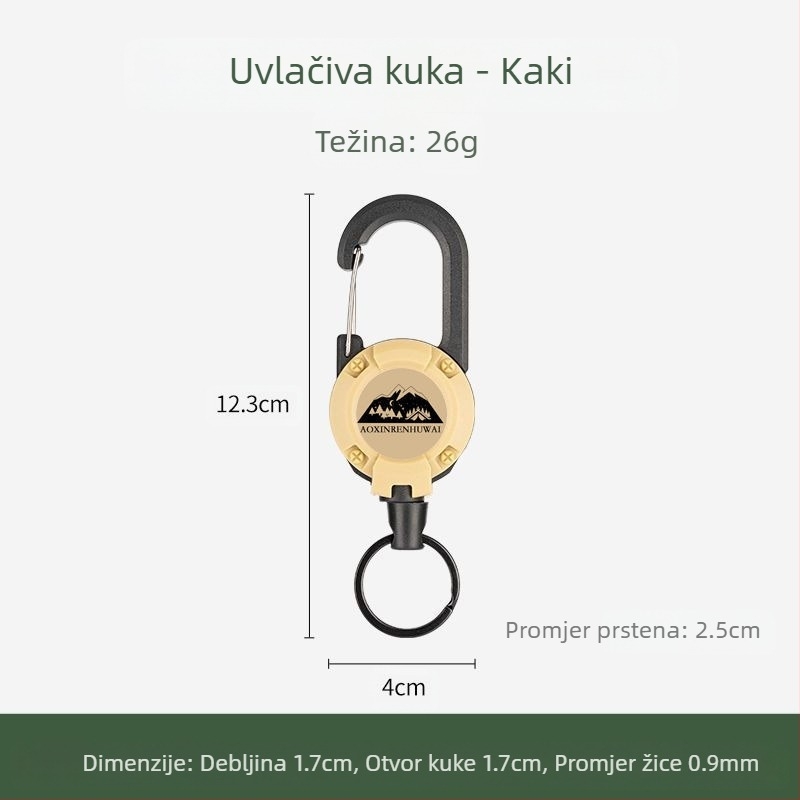 Vanjski kamping taktički uvlačivi kopčani čelični konopac višenamjenski privjesak za ključeve kampiranje odskočni konopac protiv gubitka uvlačivi