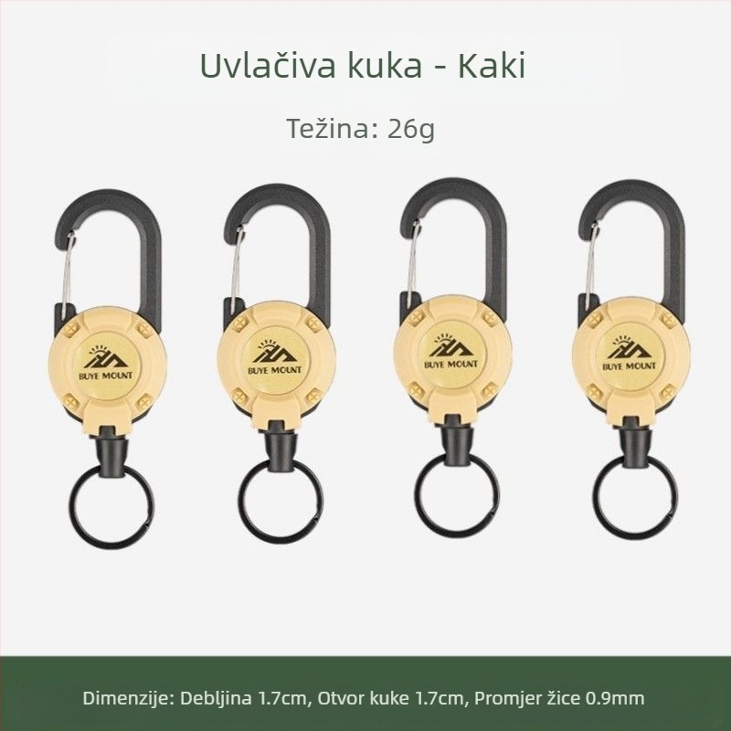 Vanjski kamping taktički uvlačivi kopčani čelični konopac višenamjenski privjesak za ključeve kampiranje odskočni konopac protiv gubitka uvlačivi