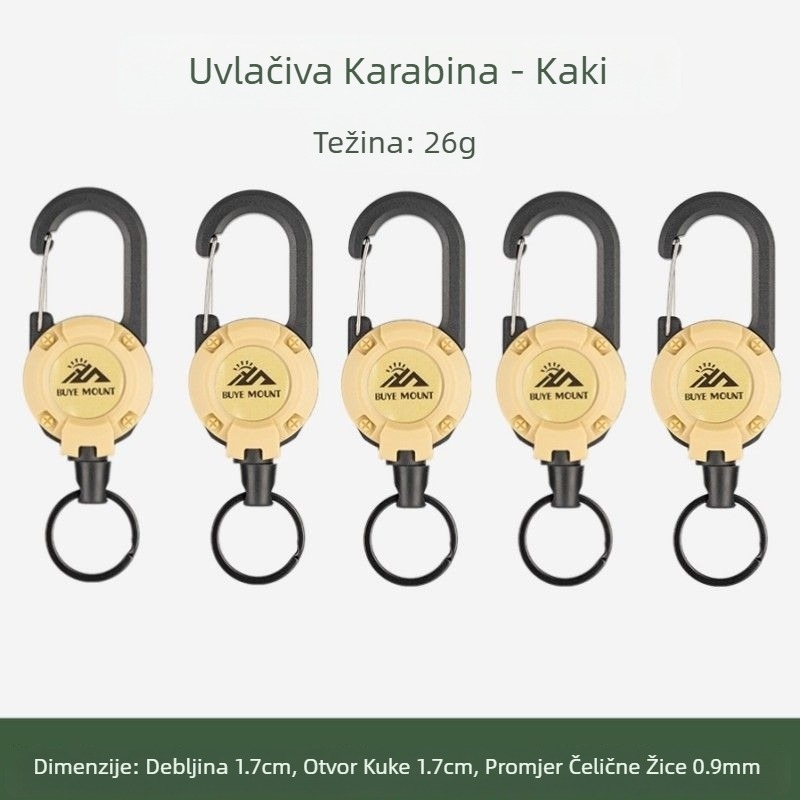 Vanjski kamping taktički uvlačivi kopčani čelični konopac višenamjenski privjesak za ključeve kampiranje odskočni konopac protiv gubitka uvlačivi