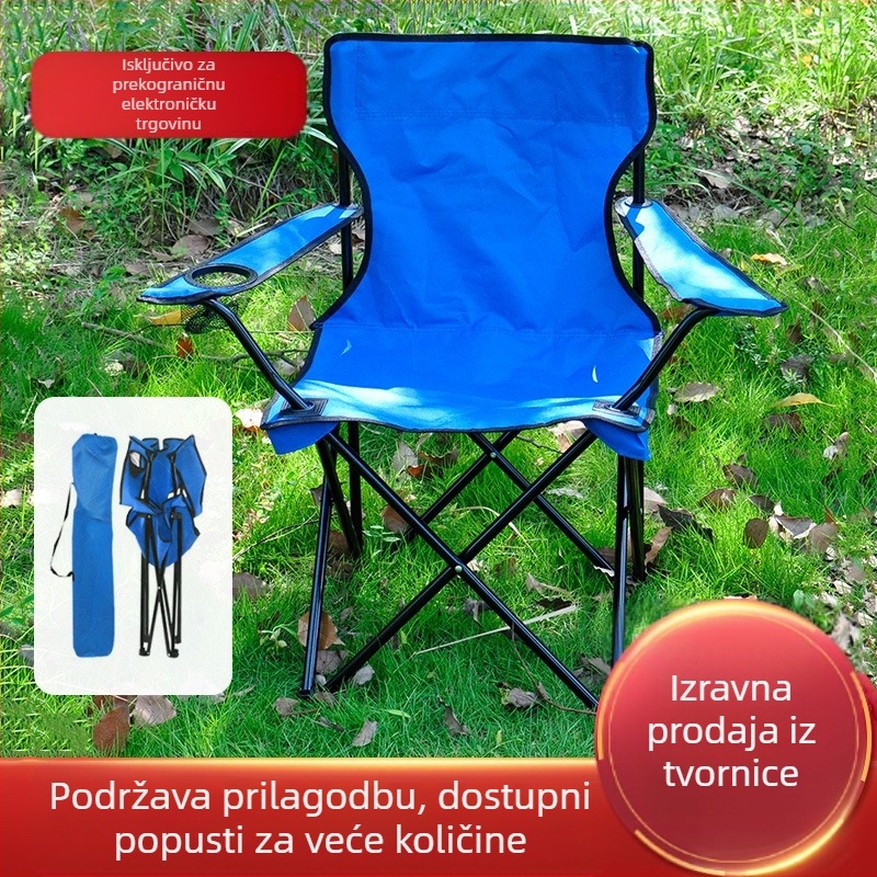 Vanjska sklopiva stolica, prijenosna stolica, kamperska sklopiva stolica, stolica s naslonom, sklopiva stolica za ribolov, sklopiva stolica