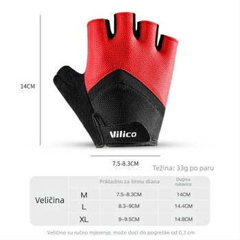 Rukavice za biciklizam na otvorenom, za terenske motocikle, planinske i cestovne bicikle, otporne na habanje, prozračne, za zaštitu od sunca, s pola prsta