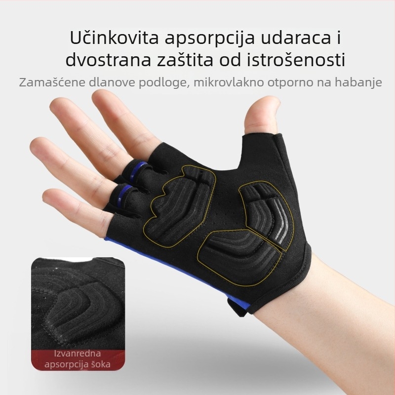Rukavice za biciklizam na otvorenom, za terenske motocikle, planinske i cestovne bicikle, otporne na habanje, prozračne, za zaštitu od sunca, s pola prsta