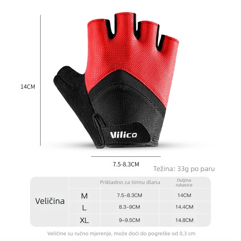 Rukavice za biciklizam na otvorenom, za terenske motocikle, planinske i cestovne bicikle, otporne na habanje, prozračne, za zaštitu od sunca, s pola prsta