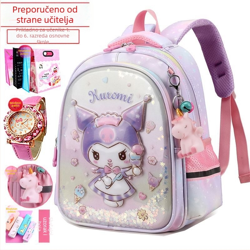Novi Kuromi školski ruksak za djevojke, vrtiće, srednje i velike razrede, lagani predškolski razred, koji smanjuje opterećenje za djecu, slatki crtani ruksak