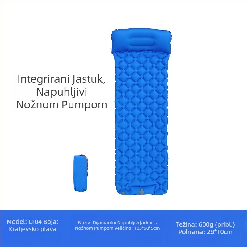 Foot New Single Diamond TPU Napuhljiva Prostirka za Vanjski Šator Spavanje Prostirka Ultra Lagana Prijenosna Kampirna Prostirka Otporna na Vlagu