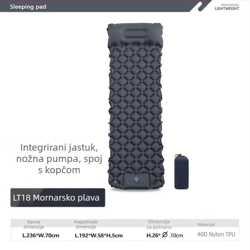 Foot New Single Diamond TPU Napuhljiva Prostirka za Vanjski Šator Spavanje Prostirka Ultra Lagana Prijenosna Kampirna Prostirka Otporna na Vlagu