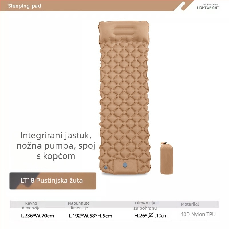 Foot New Single Diamond TPU Napuhljiva Prostirka za Vanjski Šator Spavanje Prostirka Ultra Lagana Prijenosna Kampirna Prostirka Otporna na Vlagu