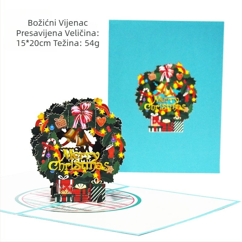 Nova kreativna Amazon prekogranična 3D čestitka s blagdanskim čestitkama, ručno izrađena čestitka u boji, božićni natpisi