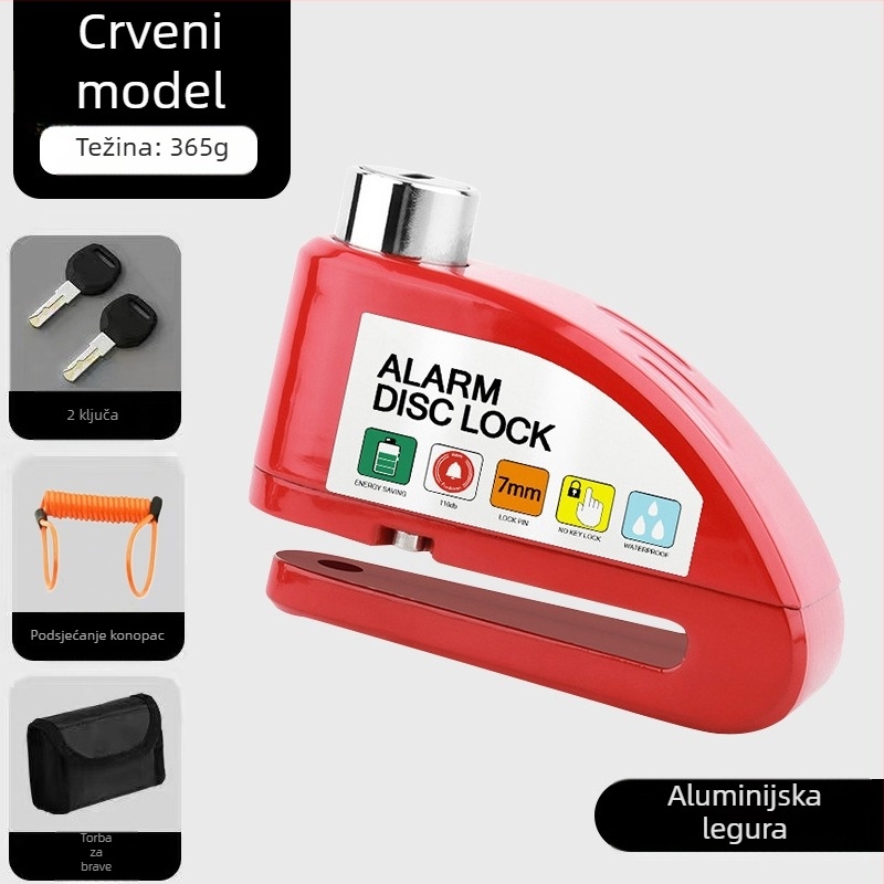 Univerzalna brava za disk kočnice električnih automobila, brava za motocikl, protuprovalna brava za bicikl, alarm za disk kočnice, brava za brdski bicikl